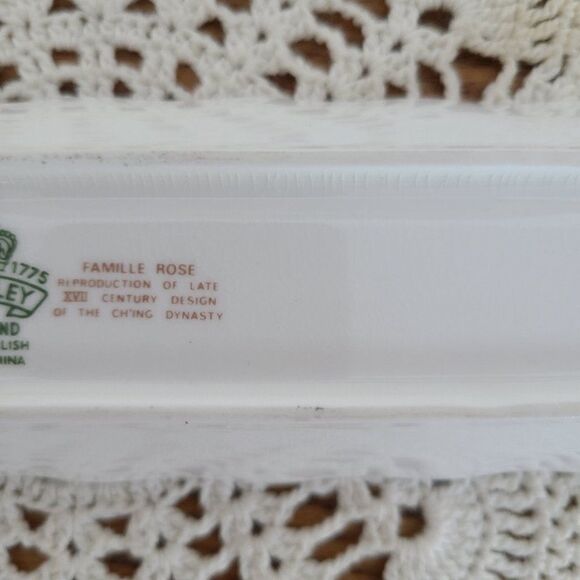 Aynsley England Mint Tray 8-1/4" Fine English Bone China Famille Rose Pattern - Picture 12 of 15